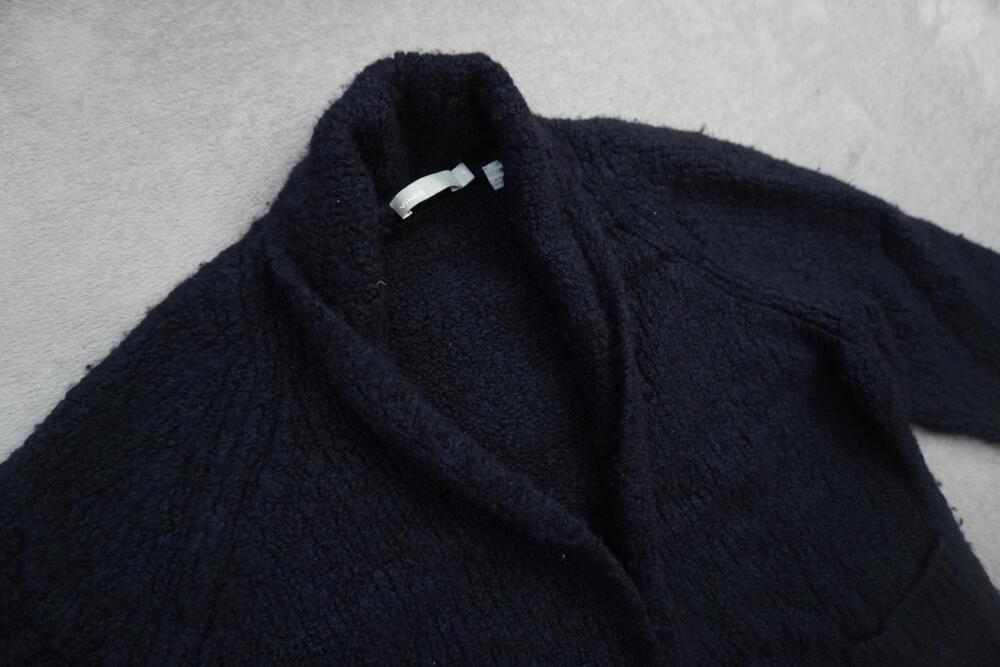 Vince Shawl Collar Cardigan Women Medium Navy Blue Boucle Wool Cashmere Blend
